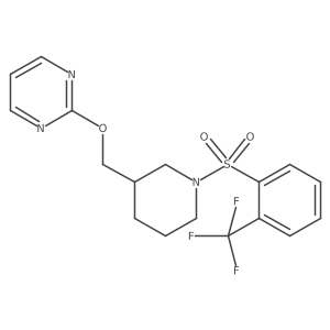 2-({1-[2-(Trifluoromethyl)benzenesulfonyl]piperidin-3-yl}methoxy)pyrimidine Structure