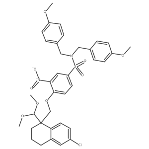 (R)-4-((6-Chloro-1-(dimethoxymethyl)-1,2,3,4-tetrahydronaphthalen-1-yl)methoxy)-N,N-bis(4-methoxybenzyl)-3-nitrobenzenesulfonamide结构式