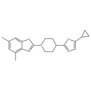 2-[4-(5-Cyclopropyl-1,3,4-oxadiazol-2-yl)piperidin-1-yl]-4,6-difluoro-1,3-benzothiazole结构式