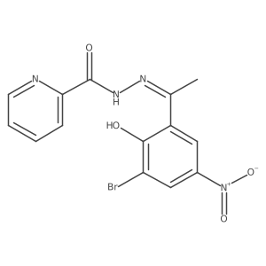 N'-[(1E)-1-(3-bromo-2-hydroxy-5-nitrophenyl)ethylidene]pyridine-2-carbohydrazide结构式