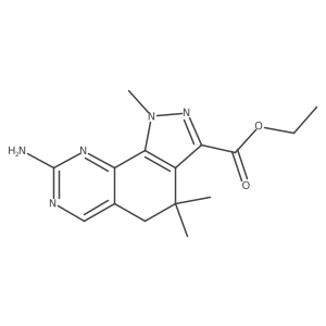 Ethyl 8-amino-1,4,4-trimethyl-4,5-dihydro-1H-pyrazolo[4,3-h]quinazoline-3-carboxylate结构式