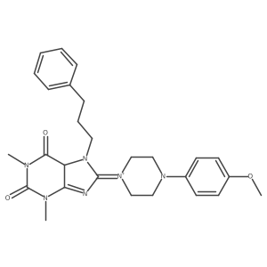 8-[4-(4-methoxyphenyl)piperazin-1-ium-1-ylidene]-1,3-dimethyl-7-(3-phenylpropyl)-5H-purine-2,6-dione Structure