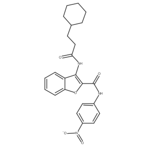 3-(3-cyclohexylpropanamido)-N-(4-nitrophenyl)benzofuran-2-carboxamide结构式