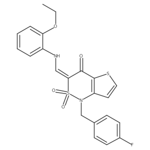 (3Z)-3-{[(2-ethoxyphenyl)amino]methylene}-1-(4-fluorobenzyl)-1H-thieno[3,2-c][1,2]thiazin-4(3H)-one 2,2-dioxide结构式