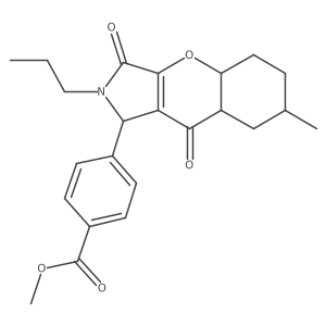 methyl 4-(7-methyl-3,9-dioxo-2-propyl-4a,5,6,7,8,8a-hexahydro-1H-chromeno[2,3-c]pyrrol-1-yl)benzoate结构式