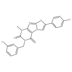 3-(3-chlorobenzyl)-7-(4-chlorophenyl)-1-methyloxazolo[2,3-f]purine-2,4(1H,3H)-dione结构式