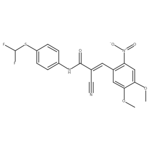 (Z)-2-Cyano-N-[4-(difluoromethylsulfanyl)phenyl]-3-(4,5-dimethoxy-2-nitrophenyl)prop-2-enamide结构式