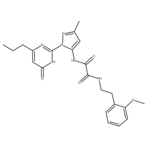 N1-(2-methoxyphenethyl)-N2-(3-methyl-1-(6-oxo-4-propyl-1,6-dihydropyrimidin-2-yl)-1H-pyrazol-5-yl)oxalamide结构式