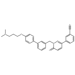 3-(1-{3-[5-(3-Dimethylaminopropoxy)-pyrimidin-2-yl]benzyl}-6-oxo-1,6-dihydropyridazin-3-yl)benzonitrile结构式