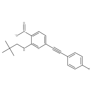 N-(2,2-dimethylpropyl)-6-[2-(4-fluorophenyl)ethynyl]-3-nitropyridin-2-amine Structure