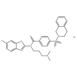 N-[3-(dimethylamino)propyl]-N-(6-methyl-1,3-benzothiazol-2-yl)-4-(1,2,3,4-tetrahydroisoquinoline-2-sulfonyl)benzamide hydrochloride Structure