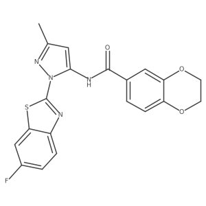 N-[1-(6-fluoro-1,3-benzothiazol-2-yl)-3-methyl-1H-pyrazol-5-yl]-2,3-dihydro-1,4-benzodioxine-6-carboxamide Structure