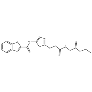 Ethyl 2-(2-((5-(benzo[d]thiazole-2-carboxamido)-1,3,4-thiadiazol-2-yl)thio)acetamido)acetate Structure