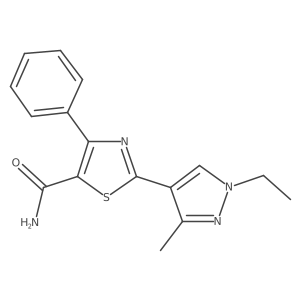 2-(1-Ethyl-3-methylpyrazol-4-yl)-4-phenyl-1,3-thiazole-5-carboxamide结构式