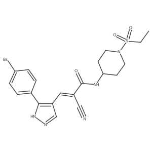 (Z)-3-[5-(4-bromophenyl)-1H-pyrazol-4-yl]-2-cyano-N-(1-ethylsulfonylpiperidin-4-yl)prop-2-enamide Structure