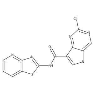 2-chloro-N-(thiazolo[4,5-b]pyridin-2-yl)thieno[3,2-d]pyrimidine-7-carboxamide结构式