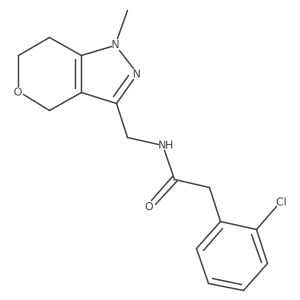 2-(2-chlorophenyl)-N-((1-methyl-1,4,6,7-tetrahydropyrano[4,3-c]pyrazol-3-yl)methyl)acetamide结构式