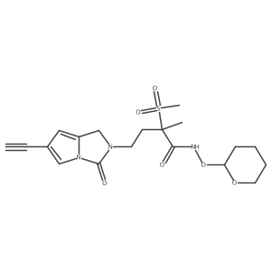 (2R)-4-(6-Ethynyl-3-oxo-1H-pyrrolo[1,2-c]imidazol-2(3H)-yl)-2-methyl-2-(methylsulfonyl)-N-((tetrahydro-2H-pyran-2-yl)oxy)butanamide Structure
