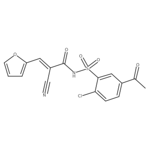 (Z)-N-(5-Acetyl-2-chlorophenyl)sulfonyl-2-cyano-3-(furan-2-yl)prop-2-enamide结构式