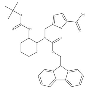 5-[[9H-Fluoren-9-ylmethoxycarbonyl-[(1R,2R)-2-[(2-methylpropan-2-yl)oxycarbonylamino]cyclohexyl]amino]methyl]thiophene-2-carboxylic acid结构式