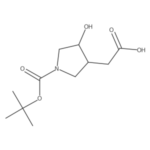 2-[(3R,4S)-4-Hydroxy-1-[(2-methylpropan-2-yl)oxycarbonyl]pyrrolidin-3-yl]acetic acid结构式