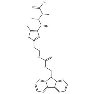 (2S)-2-(1-{2-[2-({[(9H-fluoren-9-yl)methoxy]carbonyl}amino)ethyl]-5-methyl-1,3-thiazol-4-yl}-N-methylformamido)propanoic acid Structure