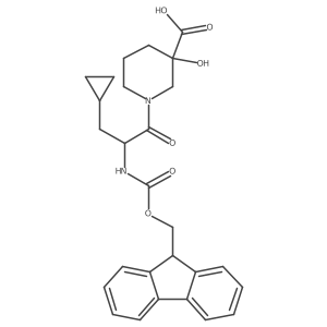 1-[3-cyclopropyl-2-({[(9H-fluoren-9-yl)methoxy]carbonyl}amino)propanoyl]-3-hydroxypiperidine-3-carboxylic acid Structure