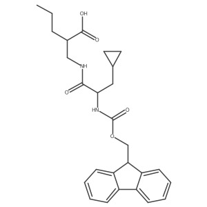 2-{[3-cyclopropyl-2-({[(9H-fluoren-9-yl)methoxy]carbonyl}amino)propanamido]methyl}pentanoic acid结构式