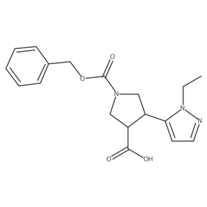 1-[(benzyloxy)carbonyl]-4-(1-ethyl-1H-pyrazol-5-yl)pyrrolidine-3-carboxylic acid结构式