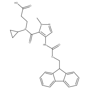3-{N-cyclopropyl-1-[4-({[(9H-fluoren-9-yl)methoxy]carbonyl}amino)-1-methyl-1H-pyrazol-5-yl]formamido}propanoic acid结构式