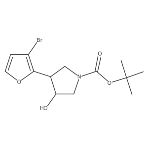 rac-tert-butyl (3R,4S)-3-(3-bromofuran-2-yl)-4-hydroxypyrrolidine-1-carboxylate结构式