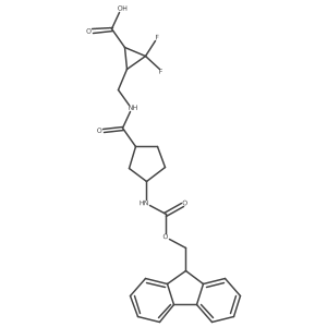 rac-3-({[(1R,3S)-3-({[(9H-fluoren-9-yl)methoxy]carbonyl}amino)cyclopentyl]formamido}methyl)-2,2-difluorocyclopropane-1-carboxylic acid Structure