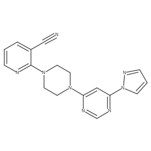 2-{4-[6-(1H-pyrazol-1-yl)pyrimidin-4-yl]piperazin-1-yl}pyridine-3-carbonitrile结构式