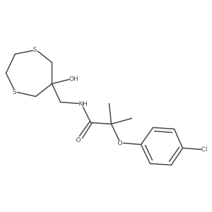 2-(4-Chlorophenoxy)-N-[(6-hydroxy-1,4-dithiepan-6-yl)methyl]-2-methylpropanamide结构式