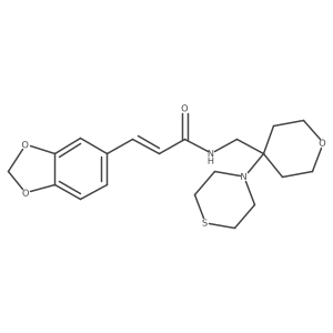 (E)-3-(1,3-Benzodioxol-5-yl)-N-[(4-thiomorpholin-4-yloxan-4-yl)methyl]prop-2-enamide Structure