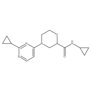 N-cyclopropyl-4-(2-cyclopropylpyrimidin-4-yl)morpholine-2-carboxamide结构式