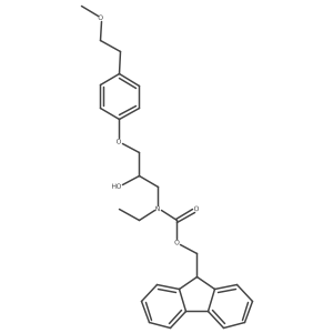 (9H-fluoren-9-yl)methyl N-ethyl-N-{2-hydroxy-3-[4-(2-methoxyethyl)phenoxy]propyl}carbamate结构式