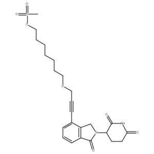7-[3-[2-(2,6-Dioxo-3-piperidyl)-1-oxo-isoindolin-4-yl]prop-2-ynoxy]heptyl methanesulfonate结构式