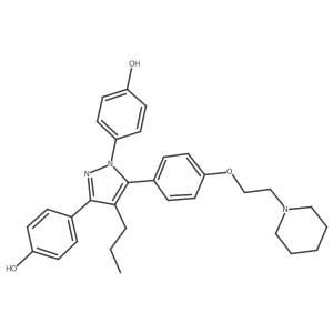 Phenol, 4,4a(2)-[5-[4-[2-(1-piperidinyl)ethoxy]phenyl]-4-propyl-1H-pyrazole-1,3-diyl]bis- Structure