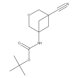 tert-butyl N-(5-cyano-3-oxabicyclo[3.1.1]heptan-1-yl)carbamate结构式