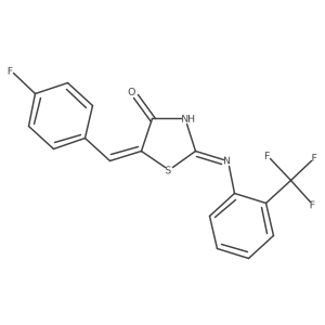 (2E,5Z)-5-(4-fluorobenzylidene)-2-{[2-(trifluoromethyl)phenyl]imino}-1,3-thiazolidin-4-one Structure