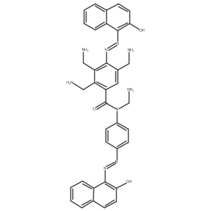 Benzamide, tetrakis(aminomethyl)(4-((2-hydroxy-1-naphthalenyl)azo)-N-(4-((2-hydroxy-1-naphthalenyl)azo)phenyl)- Structure