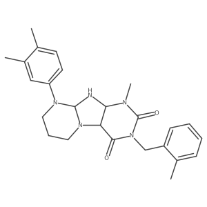 9-(3,4-dimethylphenyl)-1-methyl-3-[(2-methylphenyl)methyl]-6,7,8,9a,10,10a-hexahydro-4aH-purino[7,8-a]pyrimidine-2,4-dione结构式