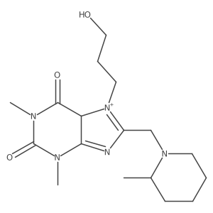 7-(3-hydroxypropyl)-1,3-dimethyl-8-[(2-methylpiperidin-1-yl)methyl]-5H-purin-7-ium-2,6-dione结构式