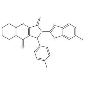 2-(6-fluoro-1,3-benzothiazol-2-yl)-1-(4-methylphenyl)-4a,5,6,7,8,8a-hexahydro-1H-chromeno[2,3-c]pyrrole-3,9-dione结构式