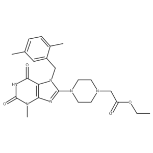 ethyl 2-(4-(7-(2,5-dimethylbenzyl)-3-methyl-2,6-dioxo-2,3,6,7-tetrahydro-1H-purin-8-yl)piperazin-1-yl)acetate Structure