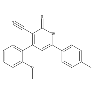 2-Mercapto-4-(2-methoxyphenyl)-6-(p-tolyl)nicotinonitrile结构式