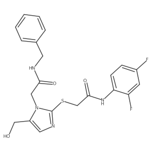 2-({1-[(benzylcarbamoyl)methyl]-5-(hydroxymethyl)-1H-imidazol-2-yl}sulfanyl)-N-(2,4-difluorophenyl)acetamide Structure