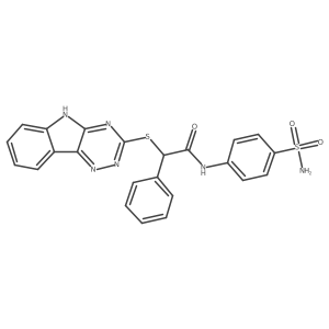 2-phenyl-N-(4-sulfamoylphenyl)-2-(5H-[1,2,4]triazino[5,6-b]indol-3-ylsulfanyl)acetamide Structure