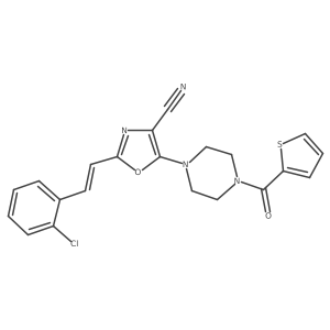 (E)-2-(2-chlorostyryl)-5-(4-(thiophene-2-carbonyl)piperazin-1-yl)oxazole-4-carbonitrile Structure